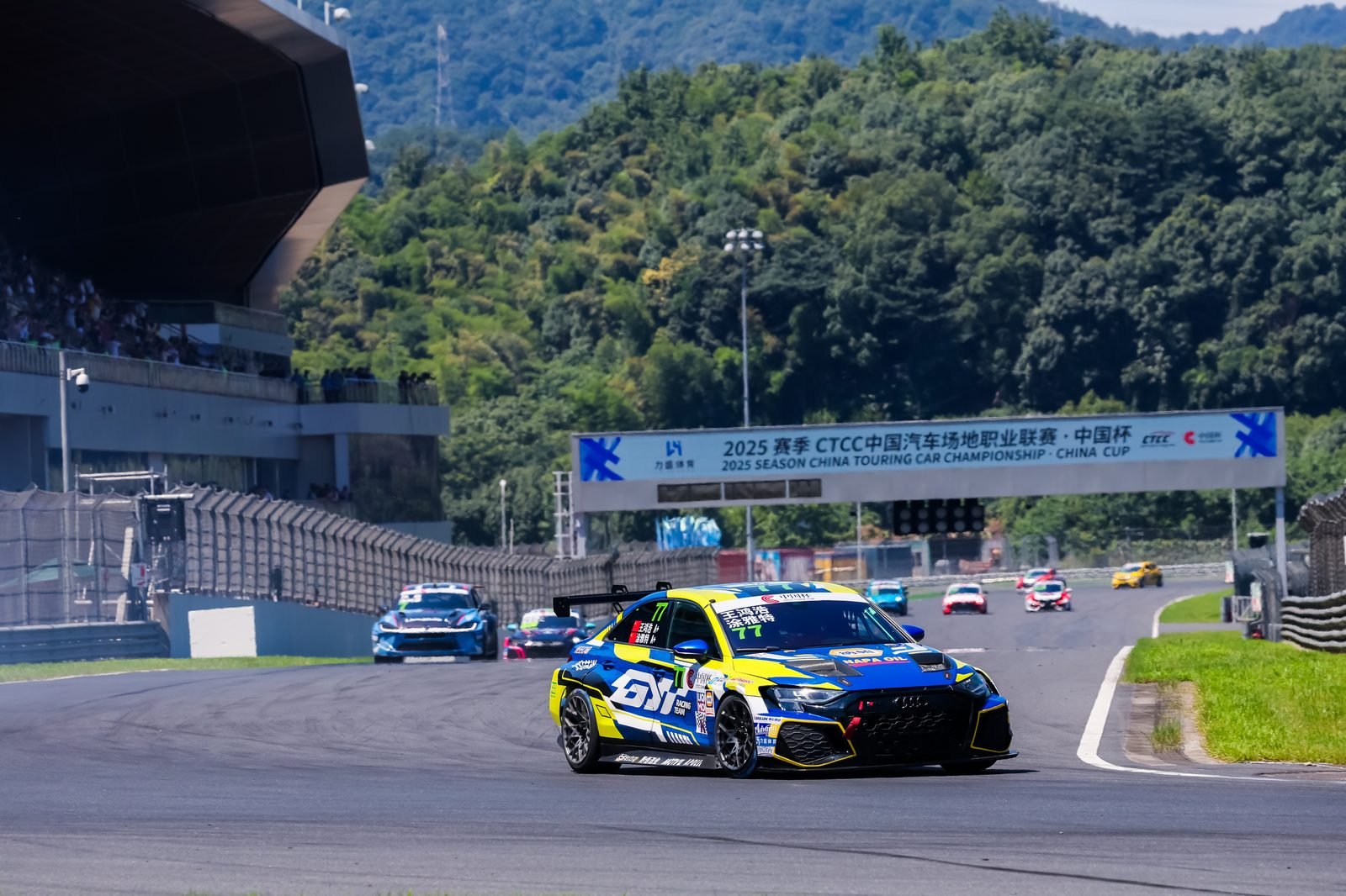 Race car leading the CTCC pack